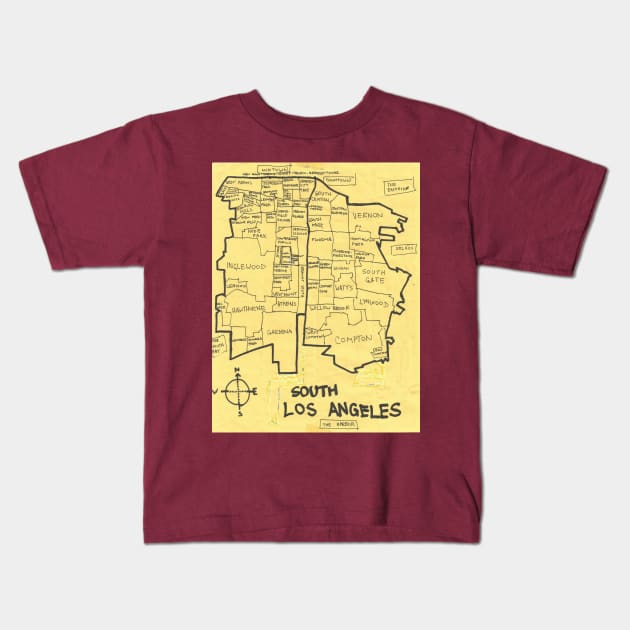 South Los Angeles Kids T-Shirt by PendersleighAndSonsCartography